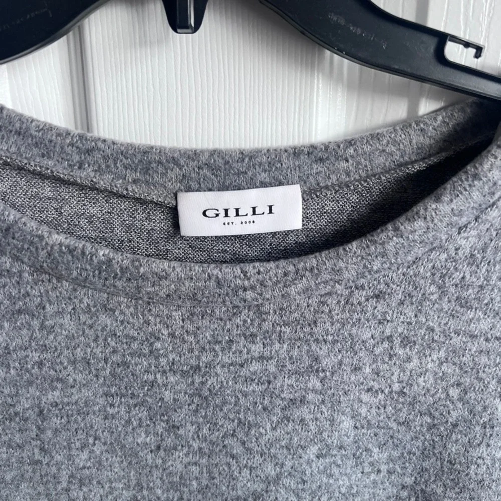 Gilli Womens Grey Soft Knit Lantern Sleeve High-Low Top Medium Made in USA‎